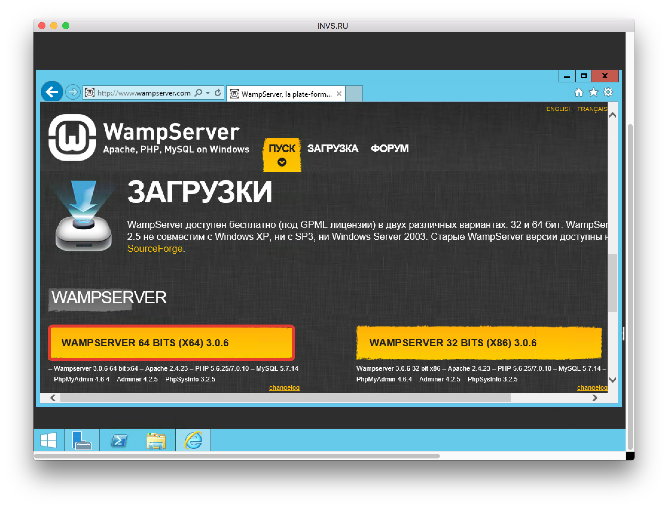 установка WampServer на vps windows