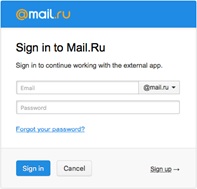 В появившемся окне авторизации в системе Партнера, введите учетные данные Mail.Ru